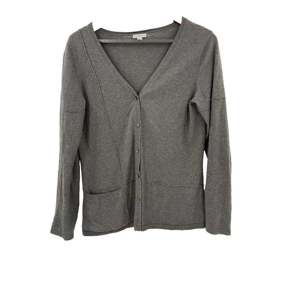 Toad Co. Boyfriend Gypsy Cardigan Sweater Gray Merino Blend Lightweight MEDIUM